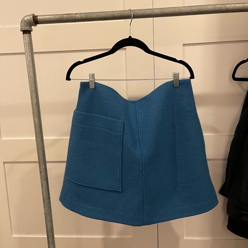 COS Blue Boiled Wool Mini Skirt